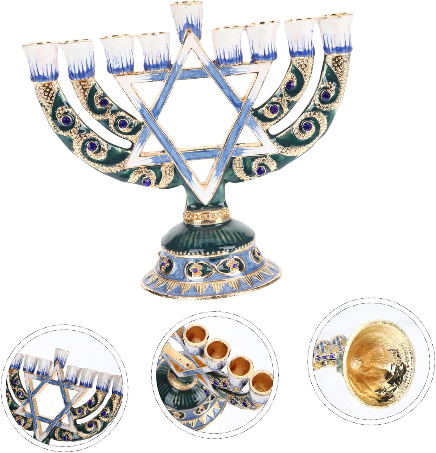 Branch Jewish Candle Holder Retro Alloy Menorah Candlestick Table Centerpiece for Hanukkah Party Wedding Xmas Decor Desktop Candle Stand
