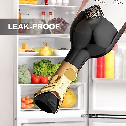 Miniatura 6 de OWO Juego de 2 tapones de champán reutilizables de corcho para champán con silicona, a prueba de fugas, se mantiene fresco (dorado)