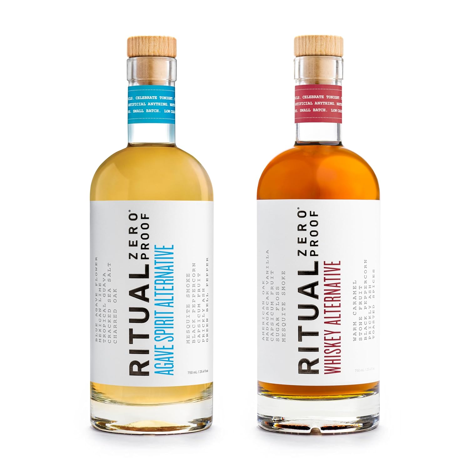 RITUAL ZERO PROOF Agave Spirit & Whiskey Alternative Bundle | Award-Winning Non-Alcoholic Spirits | 2 x 25.4 Fl Oz (750ml) | Crafted for Premium Alcohol-Free Cocktails