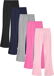 Resinta 5 Pack Girls Flare Leggings Cotton Blend Soft Flared Pants Bell Bottom Leggings for Girls Size 5-14Y Fall Winter