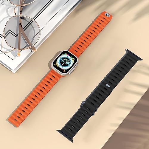Miniatura 2 de Paquete de 2 correas deportivas oceánicas compatibles con Apple Watch Band Ultra 2Ultra SE Series 987654321, correas de silicona para iWatch de