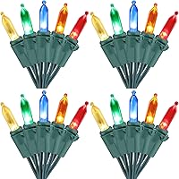 Vista 29 de Brizled - Luces para árbol de Navidad que cambian de color, 100 luces LED de 33 pies, conectables, 12 modos, color blanco cálido y multicolor