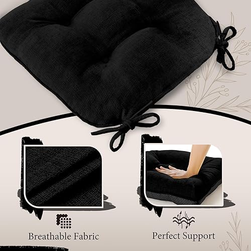 Miniatura 2 de Cojines para sillas de comedor, 17 x 17 pulgadas, antideslizantes, para sillas de cocina con lazos ajustables, cojines de espuma viscoelástica para