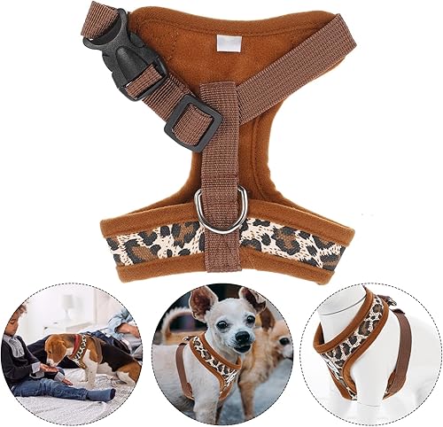 Miniatura 7 de TEHAUX Arnés para perros  Arnés de chaleco para perros pequeños, arnés de leopardo ajustable para mascotas, arnés acolchado para mascotas, para