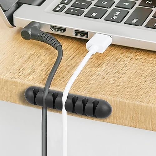 Miniatura 5 de Pasow Kit organizador de cables - Organizador de 4 cables con 36 clips autoadhesivos, 10 unidades y 2 rollos de correas de organización de cables,