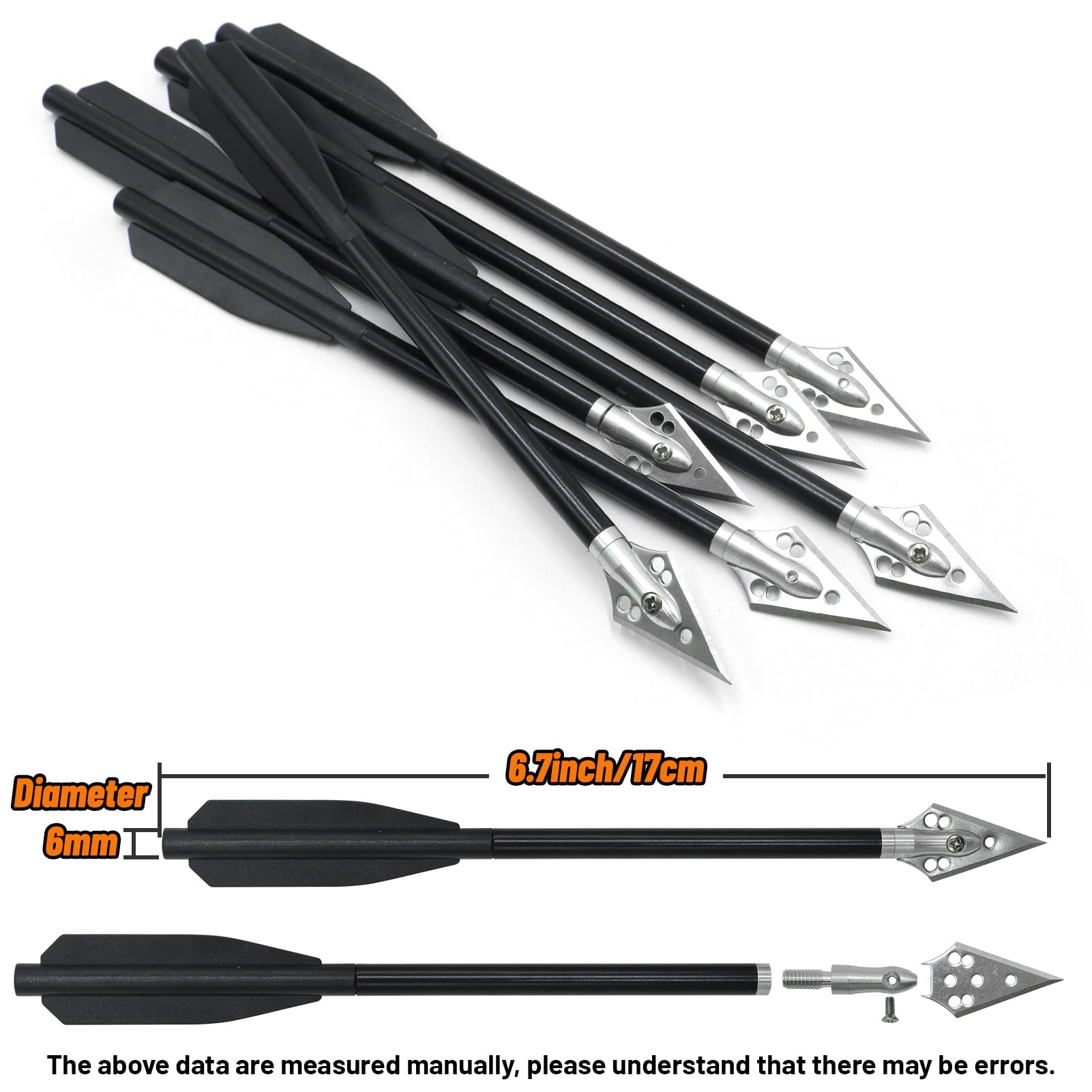 Bright Colored Hunting Arrows 6.7 Inch Aluminum Crossbow Bolts With ...