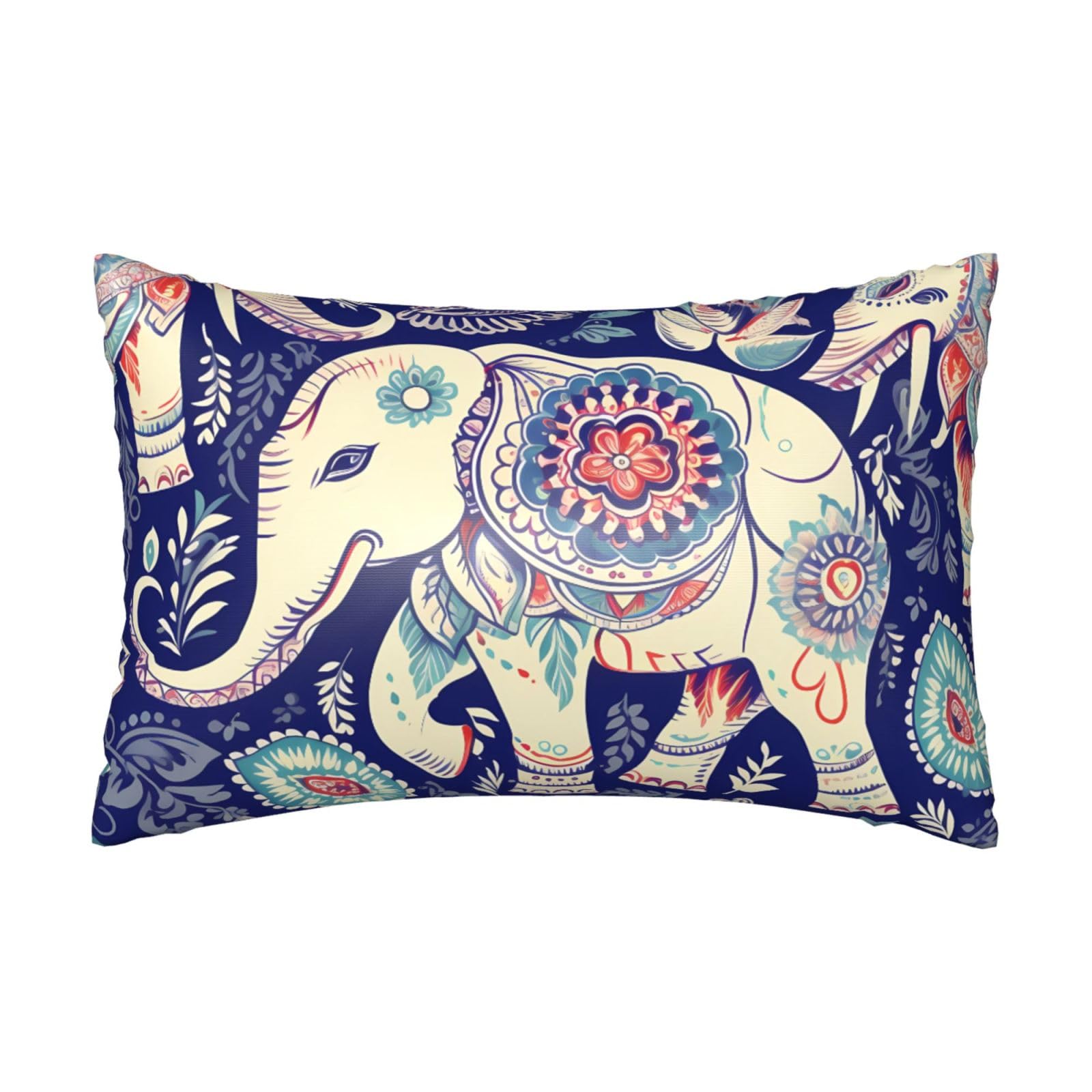 Satin Pillowcase for Hair and Skin, Boho Elephant Pillow Case Queen Size 20x30 Inches, Cooling Silky Pillowcases with Zipper Ultra Smooth and Soft Pillow Cover for Sleeping