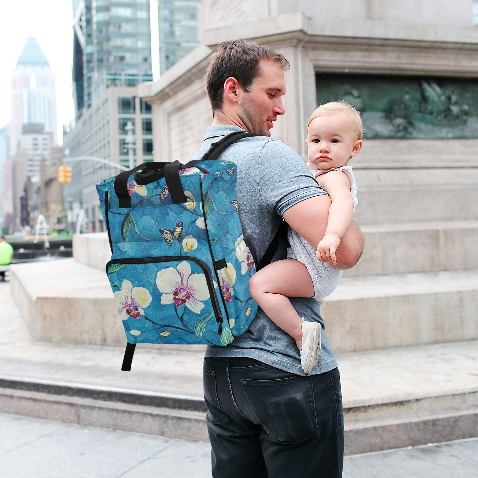 Borsa per pannolini zaino per mamme papà cartone animato orchidea