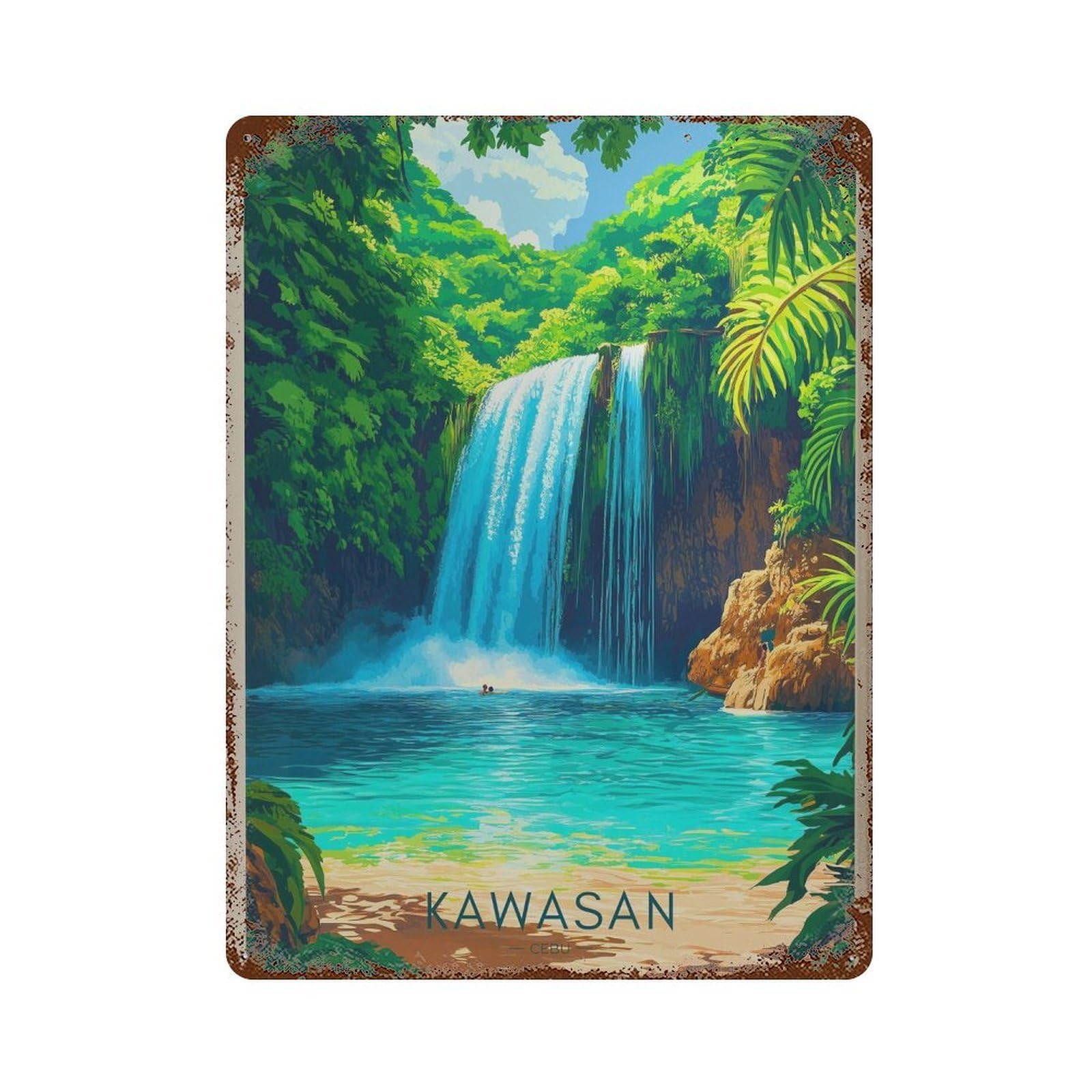 xiaoxiaoshen Kawasan Waterfalls Travel Philippines Wall Decor Art Metal Tin Poster Modern Home Decor Art Home Bar Shop Decorations Vintage Sign 40x30cm