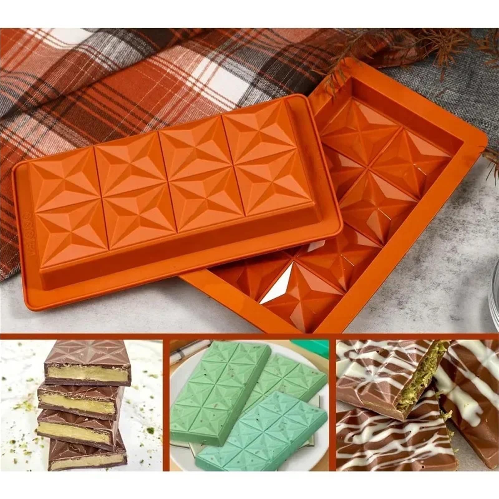 4 pezzi di stampo for cioccolato, in silicone spesso for riempire barrette al pistacchio, for caramelle grandi dimensioni for Per La Produzione Del Cioccolato