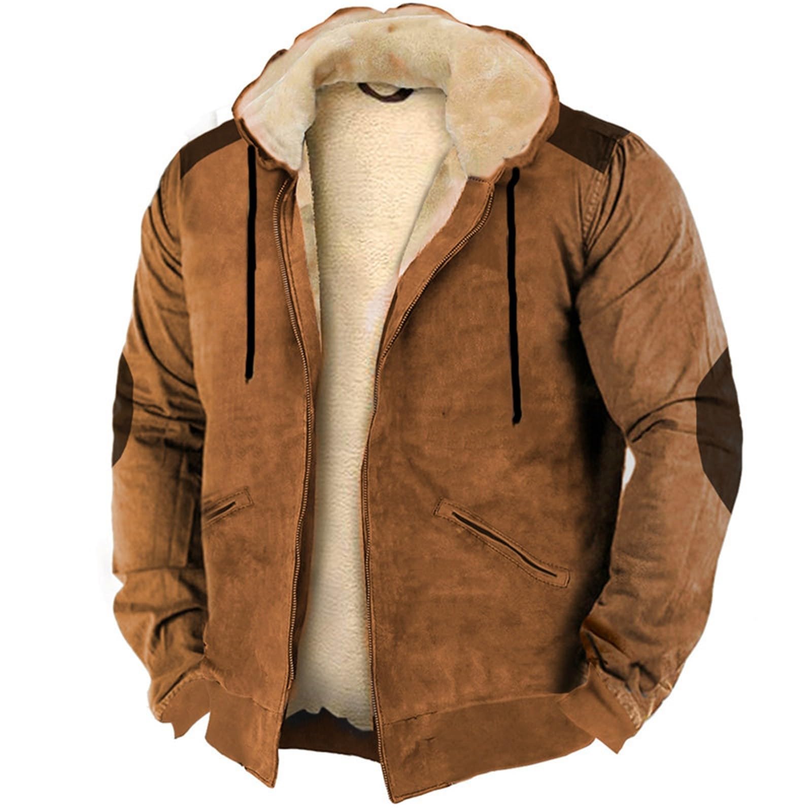 Mantel Herren A Linie Farblich passende Herren-Baumwolljacke mit Kapuze und Reißverschluss Herren Mantel Rose (Brown, L)