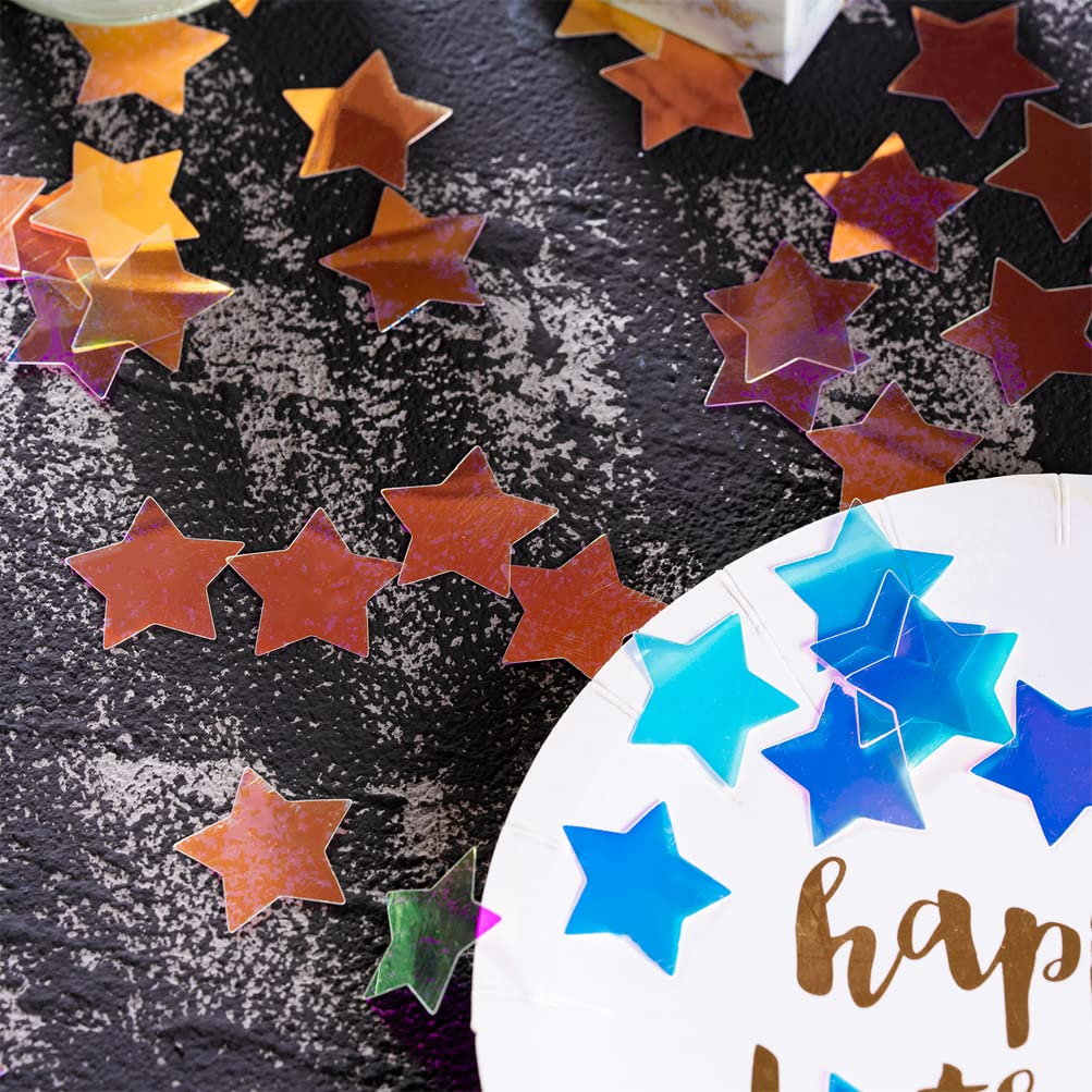 Confeti holográfico de estrella iridiscente para decoración de mesa para baby shower, fiesta temática de cumpleaños, 1.2 pulgadas de diámetro, 200 unidades