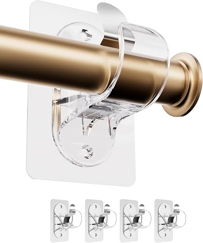 WEKIWGOT No Drilling Curtain Rod Holder (Transparent 4 Pi…