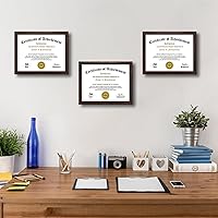 Vista 5 de 8.5x11 Diploma Frame Certificate Document Frame Set of 3 with High Definition Glass,Picture Frame for Wall and Tabletop Display in Walnut