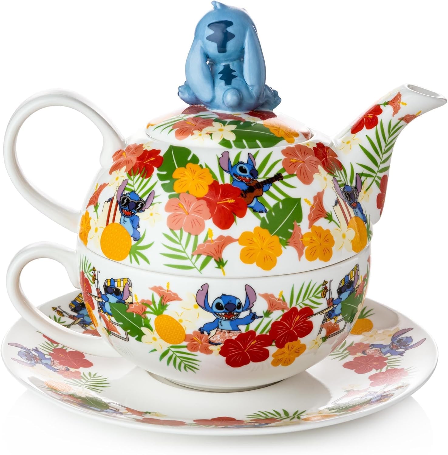 Disney Stitch Tea For One Set, Fine Bone China, 7.48 × 7.48 × 19 cm, Multicolor