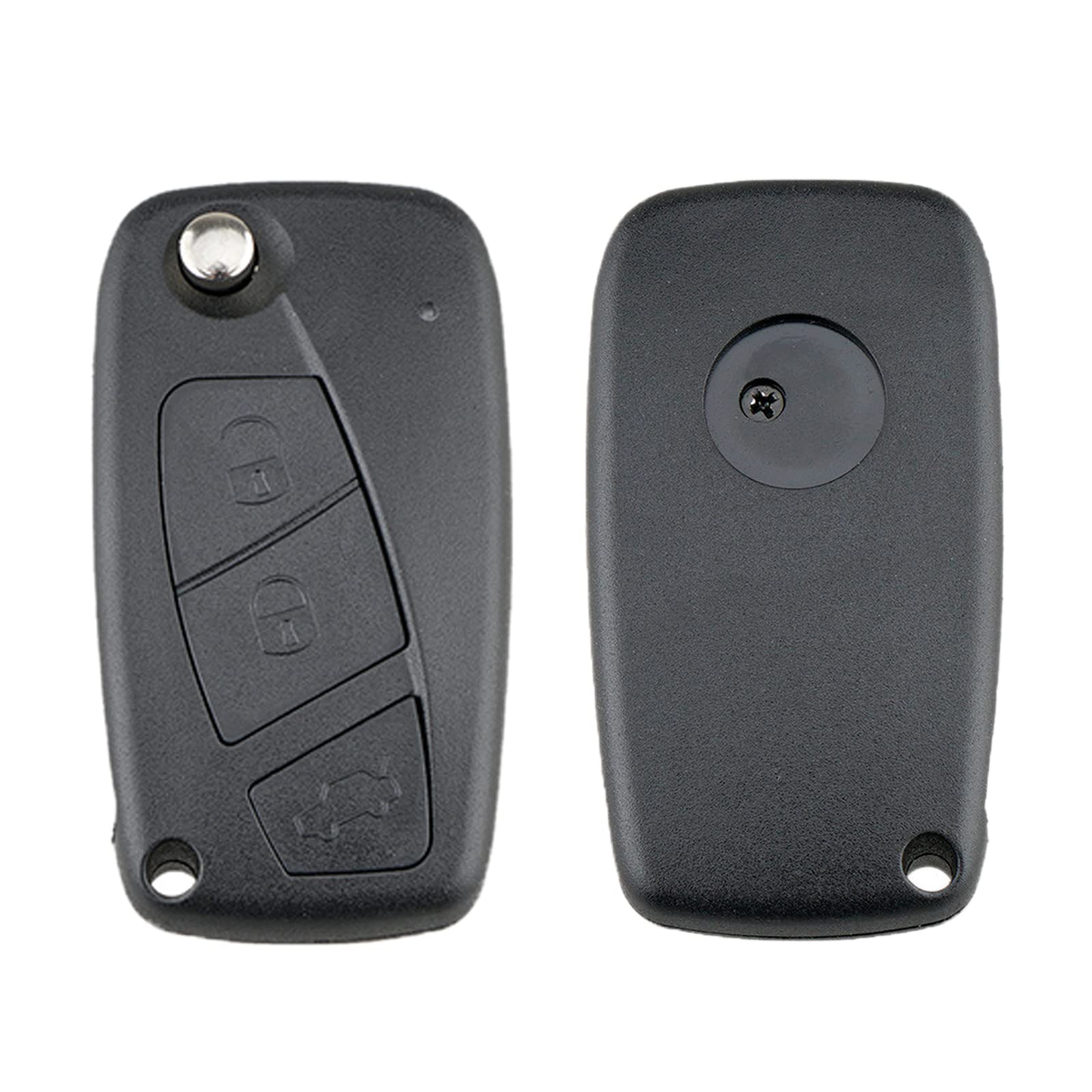 Heart Horse 433Mhz 3 Tasti Ricambio Chiave per Telecomando Auto con ID46 / PCF7946 Chip Compatibile per Fiat Punto Panda 500 Doblo Florino Qubo Grande Evo Guscio con Batteria e Lama (Delphi BSI)