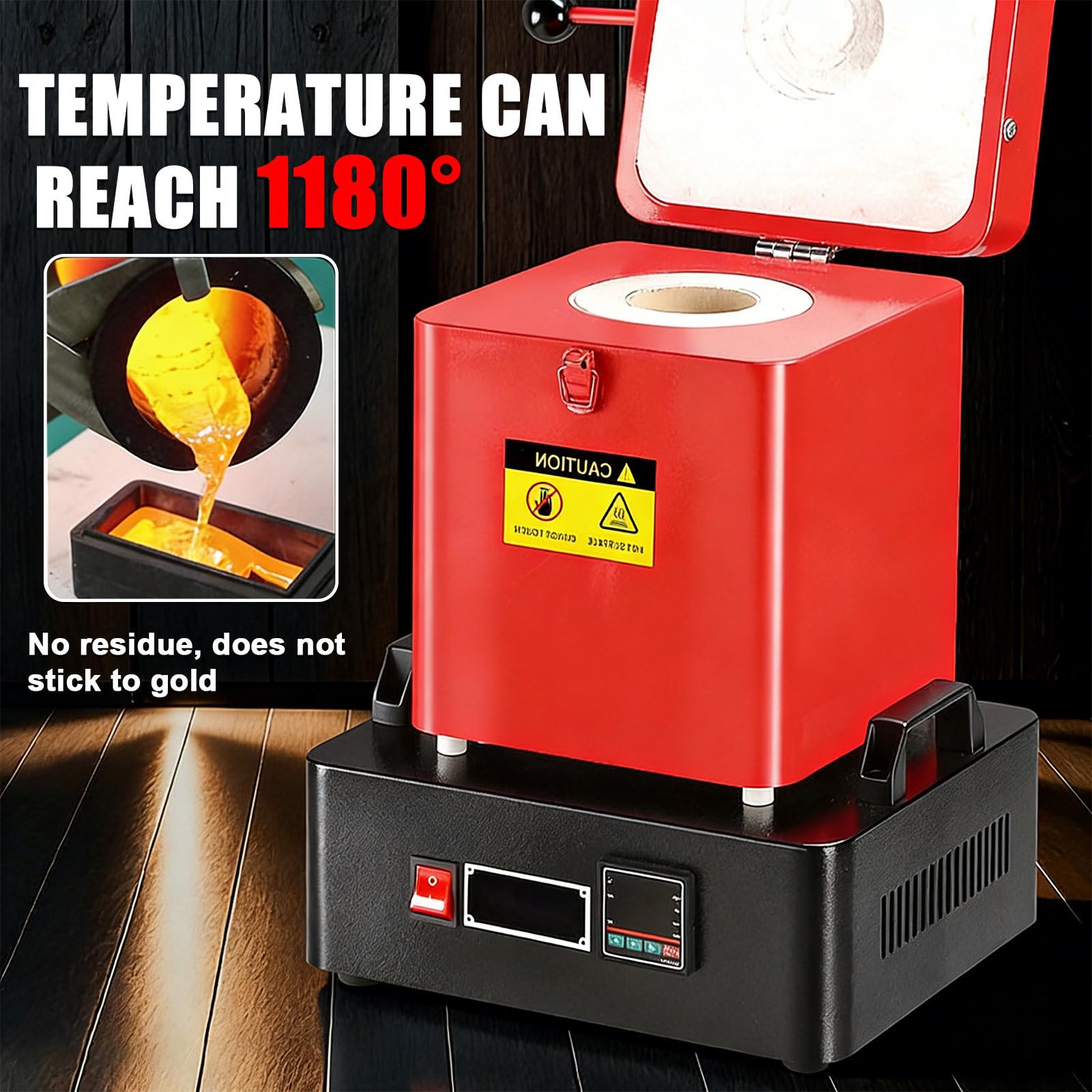 Equipo Eléctrico Mejorado para La Fundición De Oro, con 1, 2 Y 3 Kg, Guantes Resistentes Al Calor, Pinzas para Crisol, Control Digital De Temperatura De 1200 °C 1kg