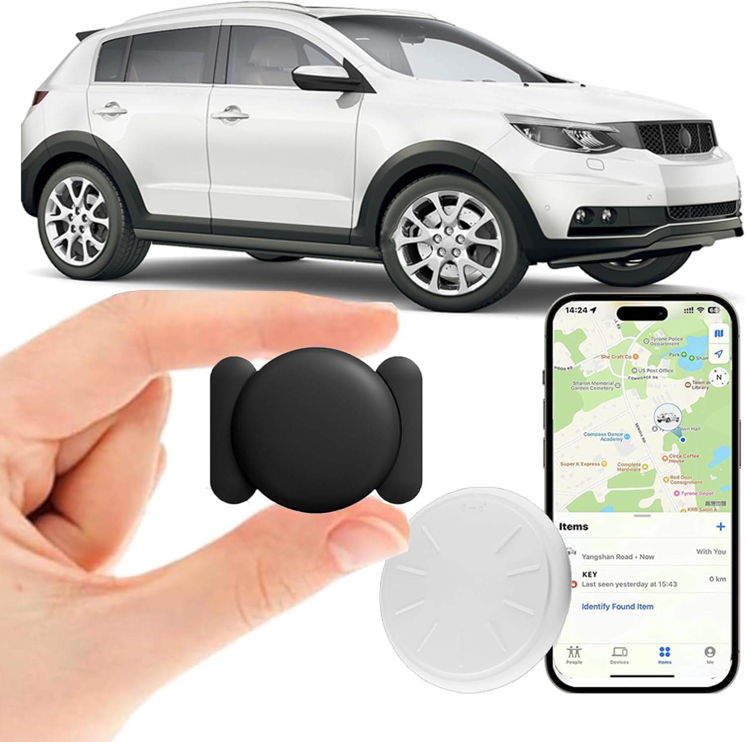 GPS Car Tracker,Tracker Device for Vehicles Work with Apple Find My(iOS Only),No Monthly Fee GPS Tracker,Car Tracker Device Hidden with Magnetic Case-Black,1PCS-image-4
