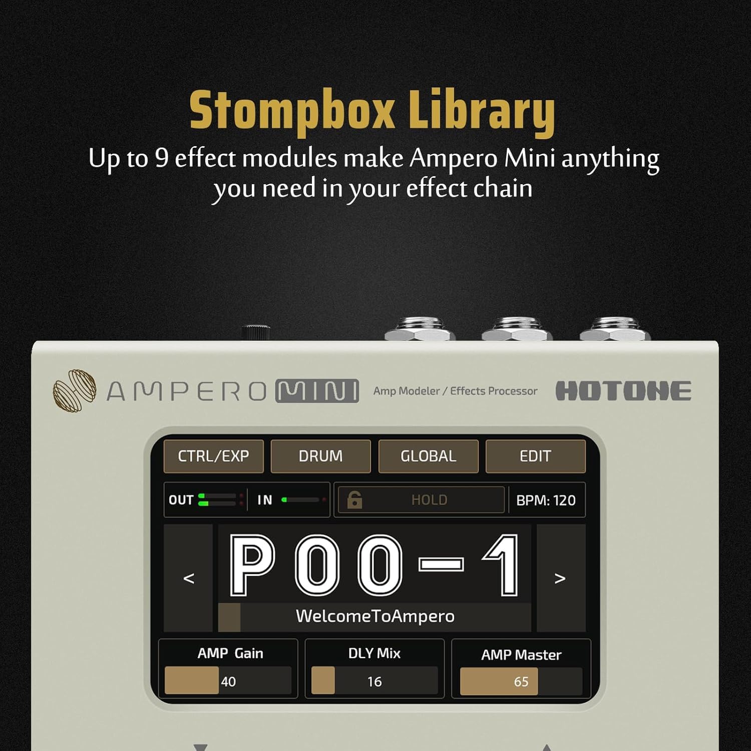 HOTONE Multi Effects Processor Pedal Guitar Bass Amp Modeling IR Cabinets Simulation Multi LanguageStereo OTG USB Audio Interface Ampero Mini MP-50 (Include 10 PCS Additional Footswitch Toppers)
