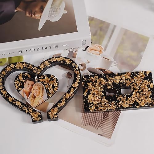 Miniatura 5 de Moldes de resina de corazón, 2 piezas de moldes de silicona para marco de fotos, moldes de epoxi, moldes de fundición, manualidades, manualidades