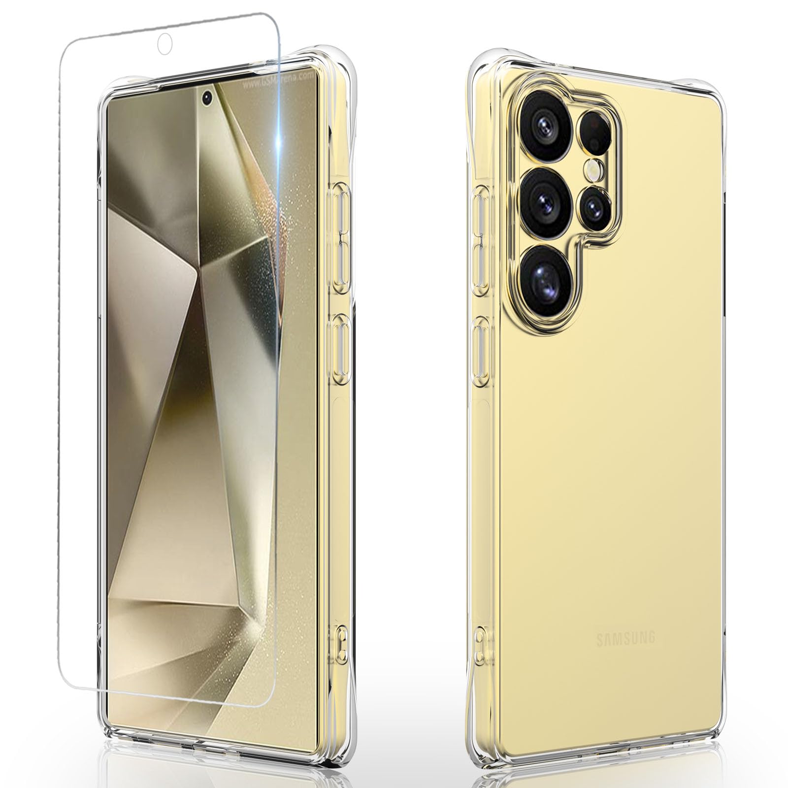 Osophter for Galaxy S25 Ultra Case: Clear Women Girls Boys with Screen Protector Reinforced Corners TPU Shock-Absorption Flexible for Samsung Galaxy S25 Ultra Phone Case-Clear