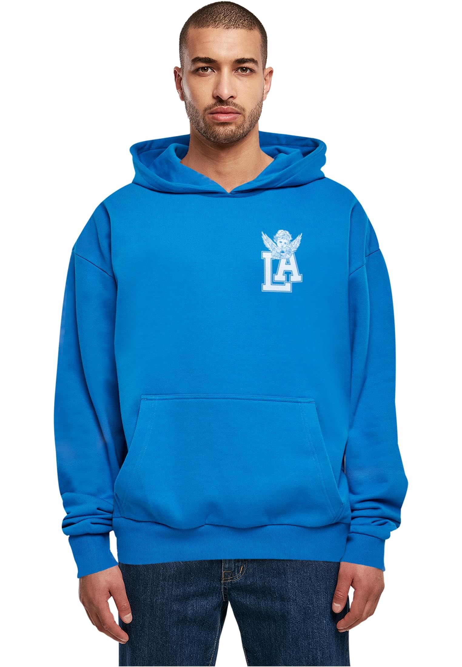 Mister Tee Męska bluza z kapturem LA Wings Heavy Cotton Box – Oversize Hoodie z bawełny w modnym stylu Streetwear z nadrukiem z przodu i z tyłu, na co dzień i w czasie wolnym