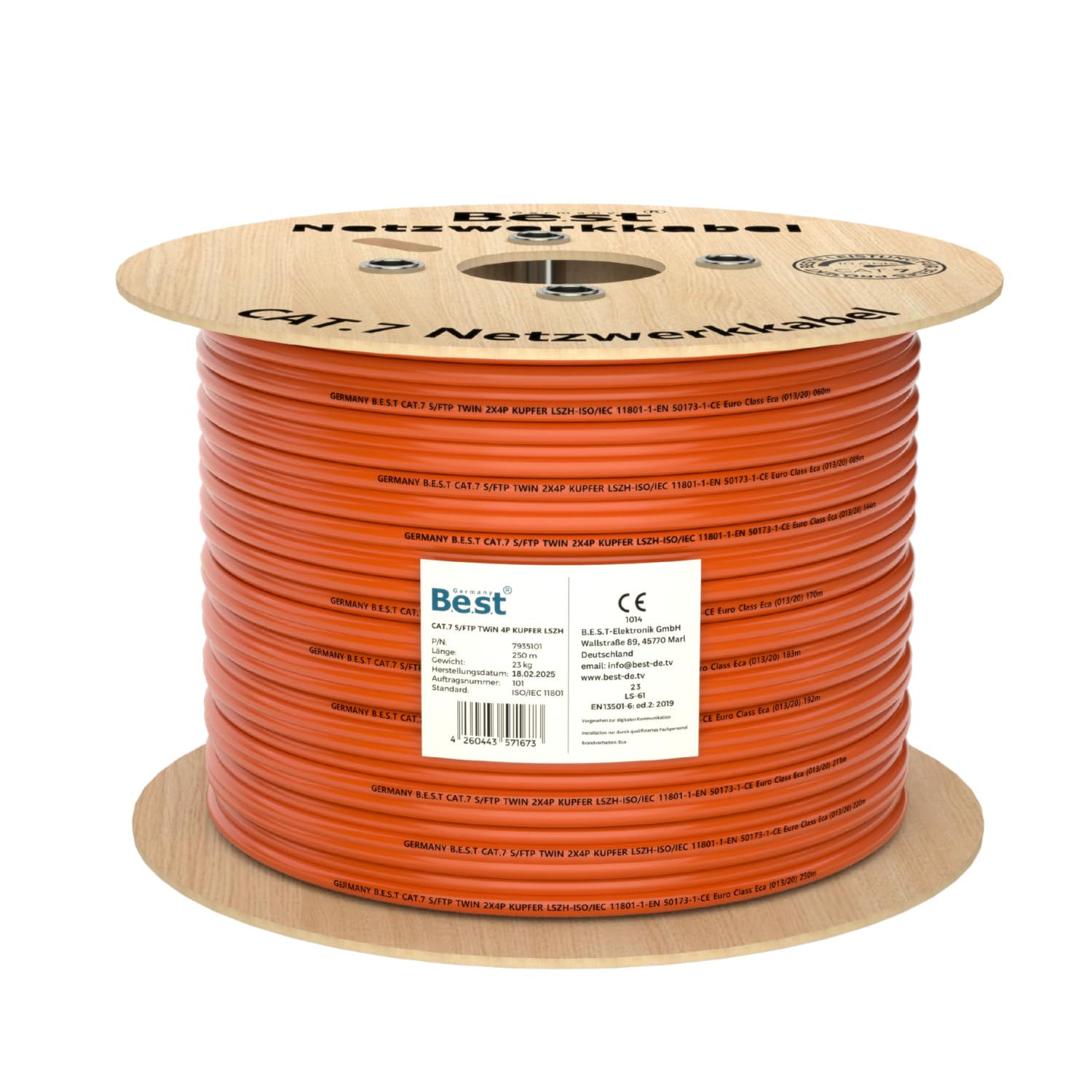 Germany B.e.s.t Cavo di rete duplex Best Gigabit CAT 7, 250 m, in rame, LAN 1000 MHz S/FTP Kat 7