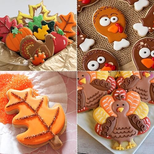 Miniatura 6 de Juego de 3 cortadores de galletas grandes de pavo para fiesta de Acción de Gracias, pavos de 3.4 a 4 pulgadas, patas de pollo con instrucciones de