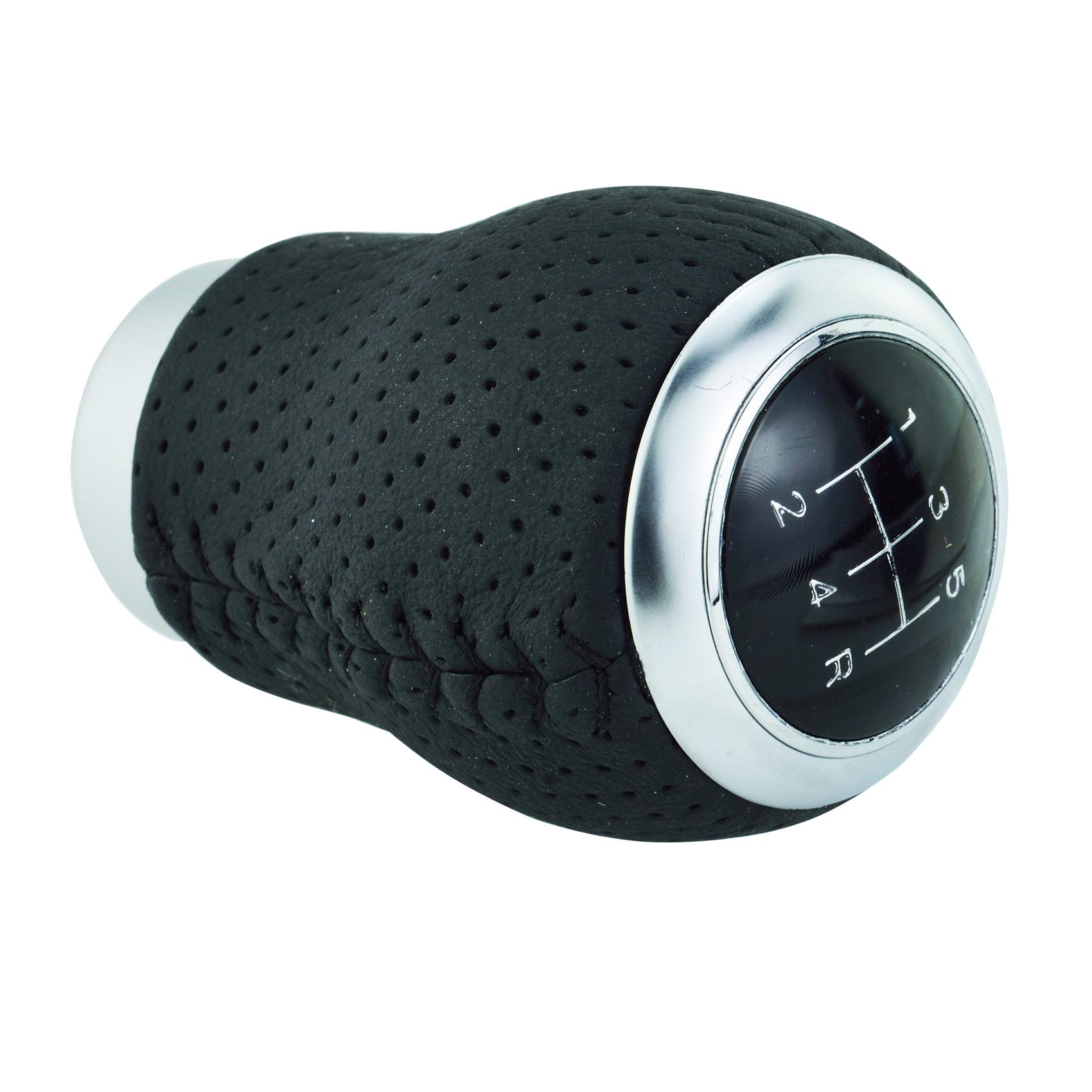 Abfer 5 Speed Shift Knob Leather Car Shifter Gear Lever Shifting Handle Fit for Most Automatic Manual Vehicles Trucks (Black)
