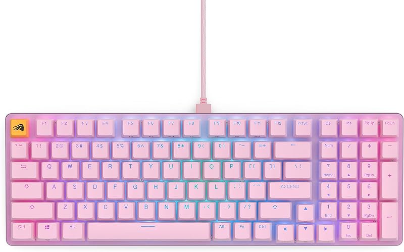 GMMK 2 Tamaño completo (96%) Preconstruido ISO Rosa - ES | Diseño Hotswap modular, retroiluminación de luz RGB, interruptores lineales preinstalados, inyección dual y llaves de aluminio