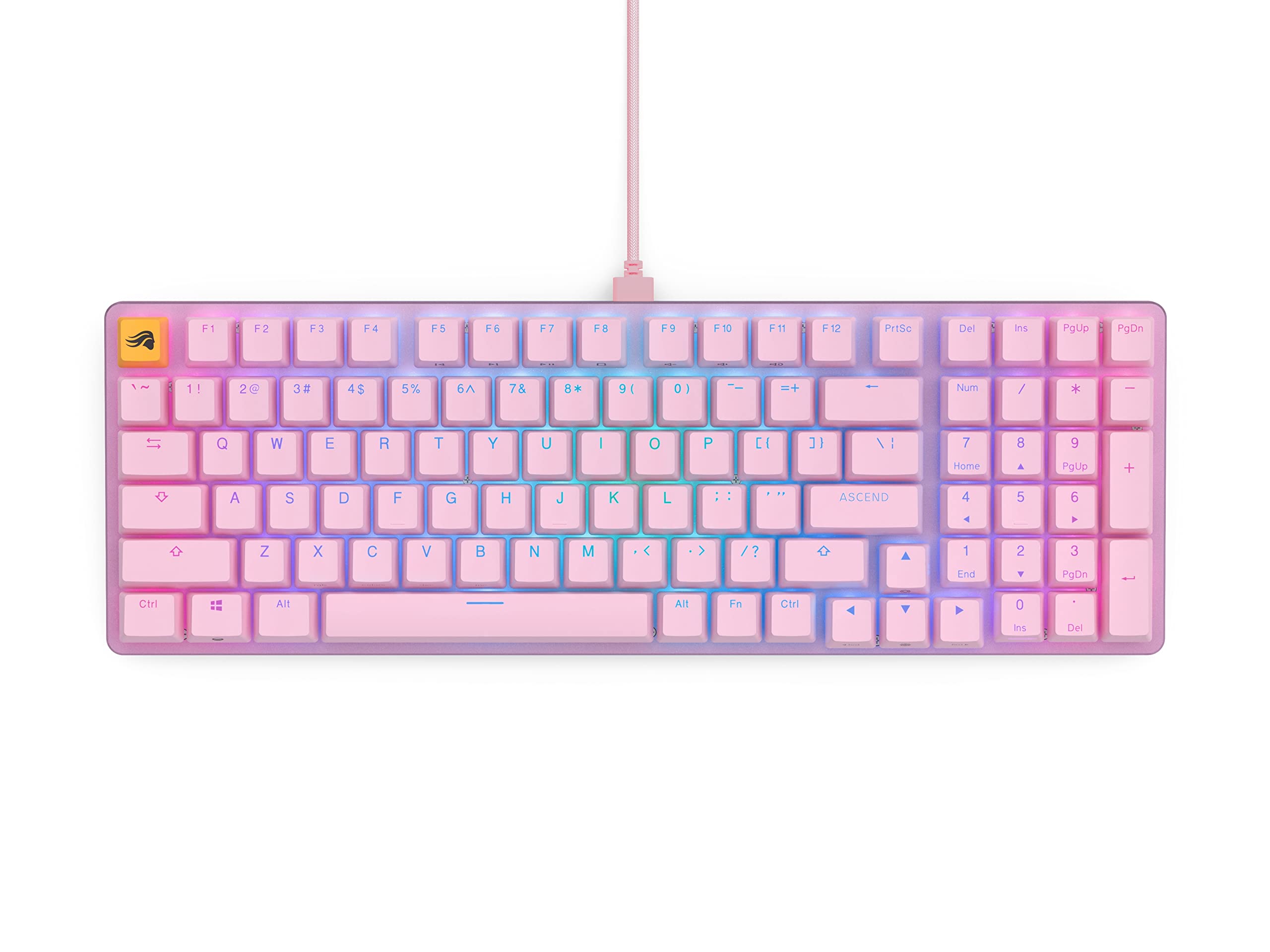 Glorious GMMK 2 - TKL Hot Swappable Mechanical Keyboard, Red Switches, Wired, Compact Gaming Keyboard - Full Size (Pink) (Renewed)