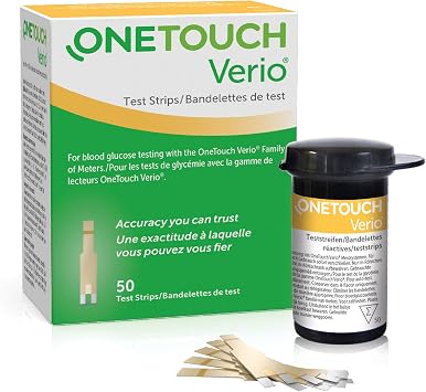 OneTouch Verio  Test Strips I 50 Tests I for Blood Glucose Monitoring with Diabetes I 1 Pack I 50 Test Strips Included