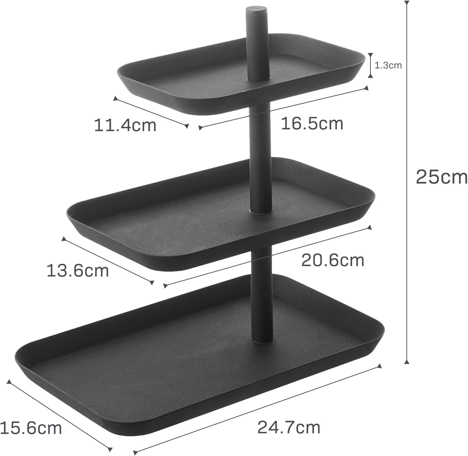 YAMAZAKI Home Tower 3-Tier Accessory Tray - Jewelry Holder & Storage Organizer - Steel