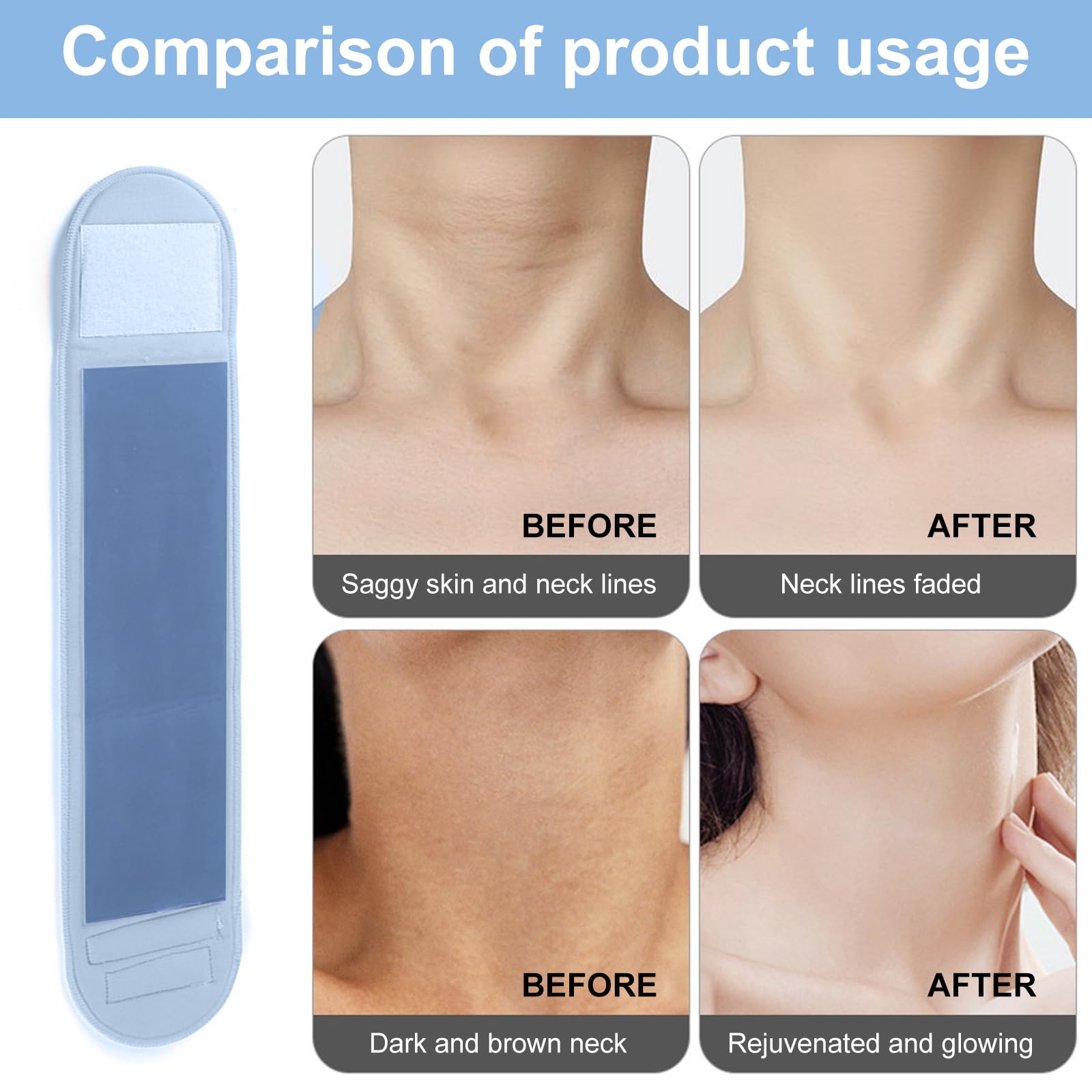 Cuscinetto Antirughe per il Collo, Anti rughe Collo Pad, Maschera per il collo Anti rughe Collo Cura della pelle Riutilizzabile, Leviga le Linee di Sollevamento del Collo della Toppa