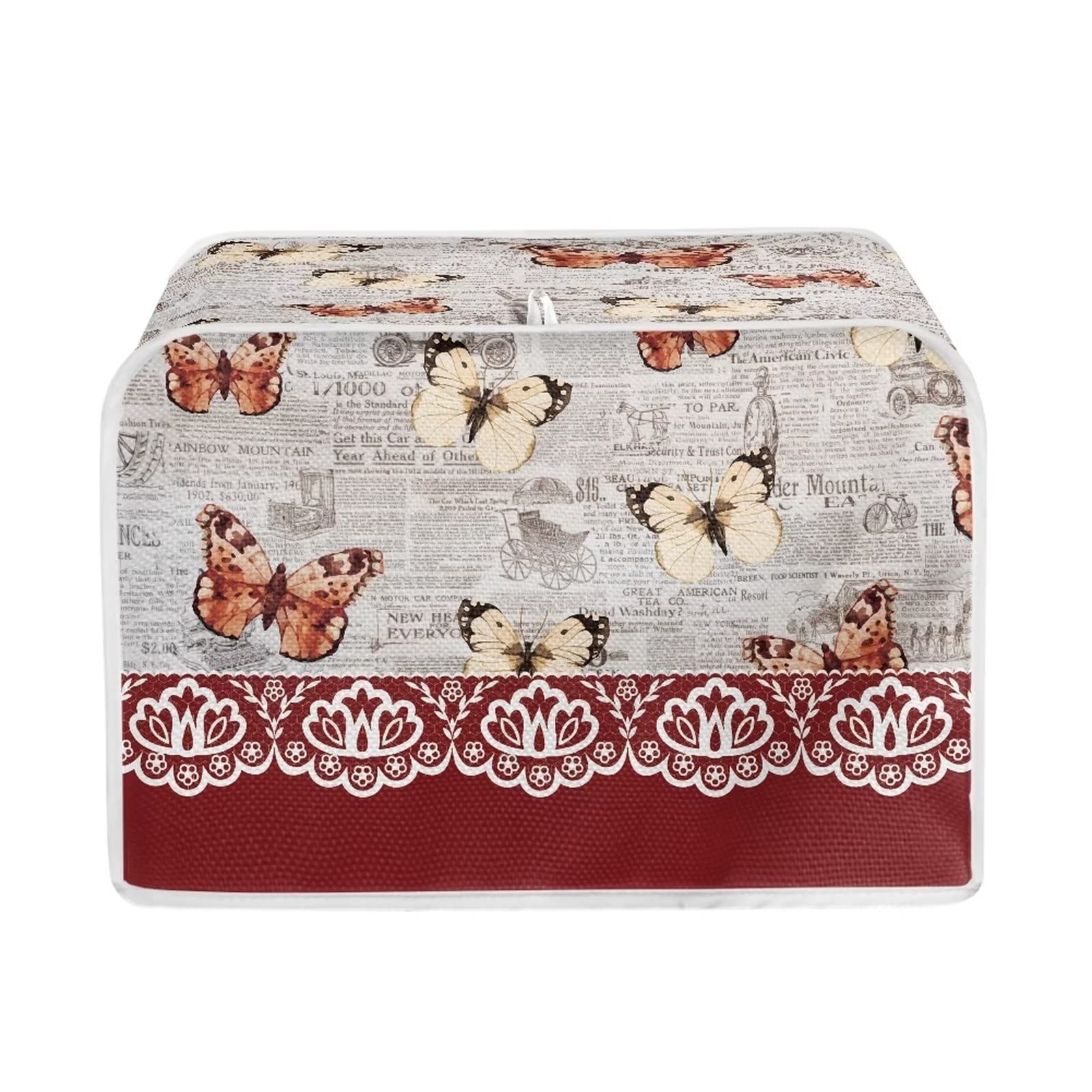Talayituse Butterfly Flower Print 2 Slice Toaster Covers Dust Protection Bread Maker Covers Toaster Oven Cloth Cover Kitchen Accessories Washable Appliance Cover