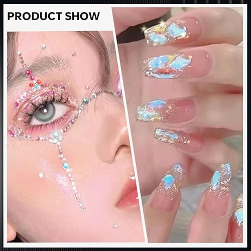 Miniatura 4 de Aurora - Diamantes de imitación de cristal para uñas, diamantes de imitación de cristal 3D Aurora con parte trasera plana, tamaños mixtos, gemas de