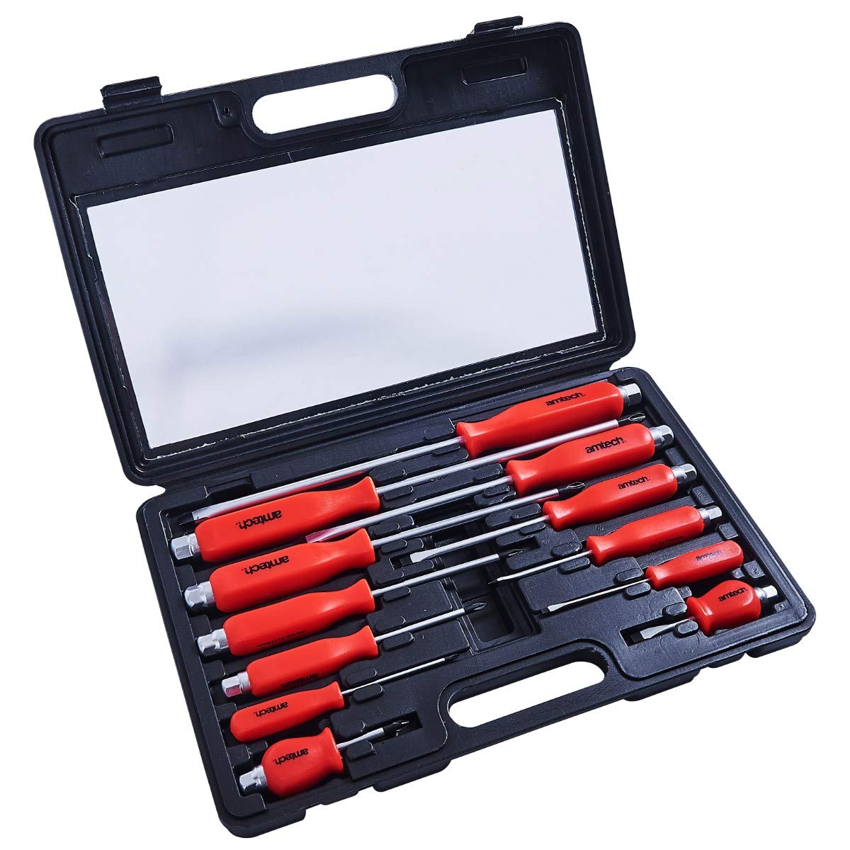 12PC Heavy Duty Engineers Mechanics Screwdriver Set with HEX BOLSTERS + CASE