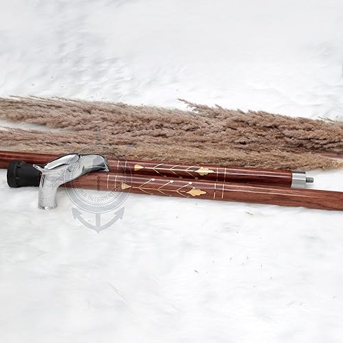 Miniatura 10 de Nagina International - Bastones cromados de lujo prémium  Bastón hecho a mano de palisandro con barras decorativas cromadas de latón macizo,