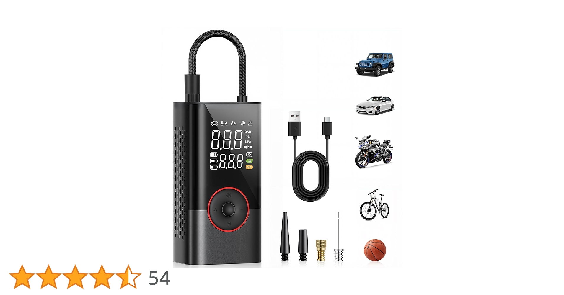 ☘️自転車 空気入れ 電動 バイク 車 コードレスエアポンプ コンパクト LED dream-fashion_95sep24dcqb02