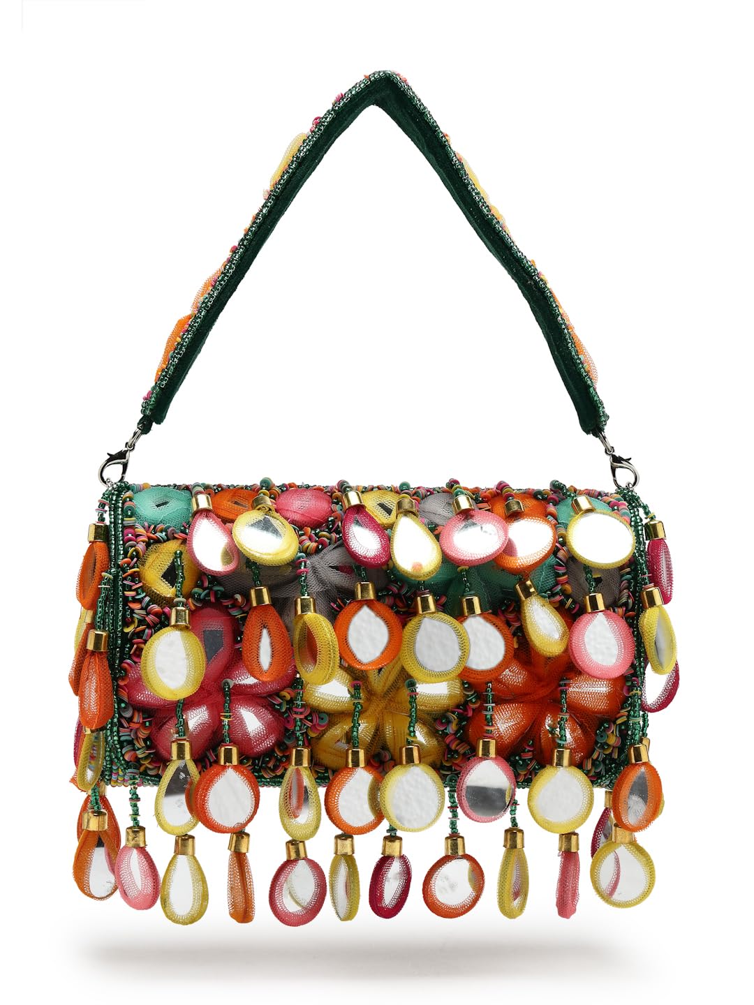 Tipify Mirror Work Embellished Velvet Clutch-image-26