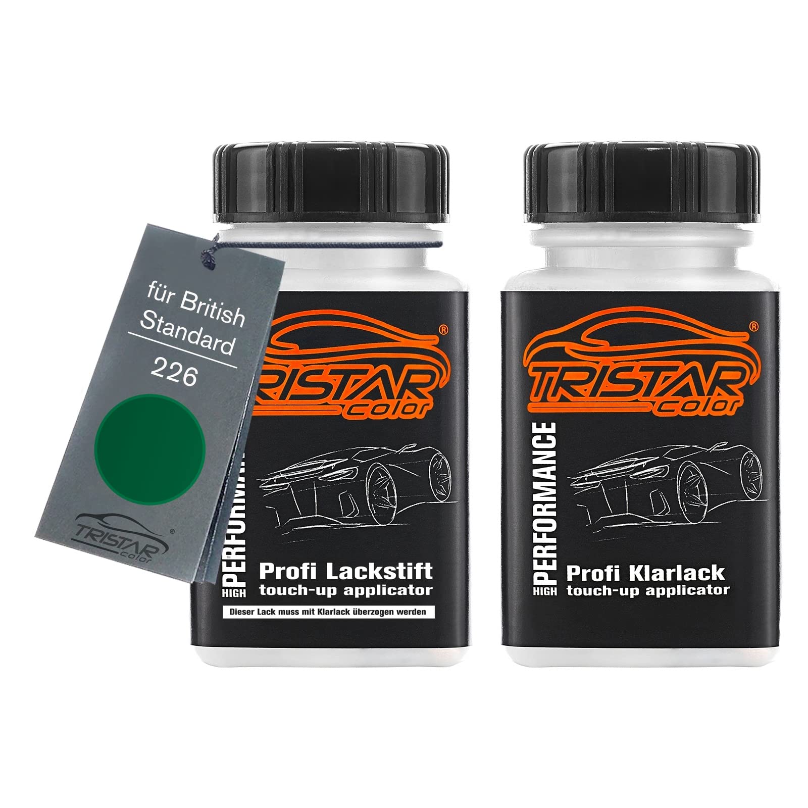 Tristarcolor Mid Brunswick Green Car Paint Touch-Up Pen Set For British Standard 226 Base Coat Clear Coat 50Ml Each
