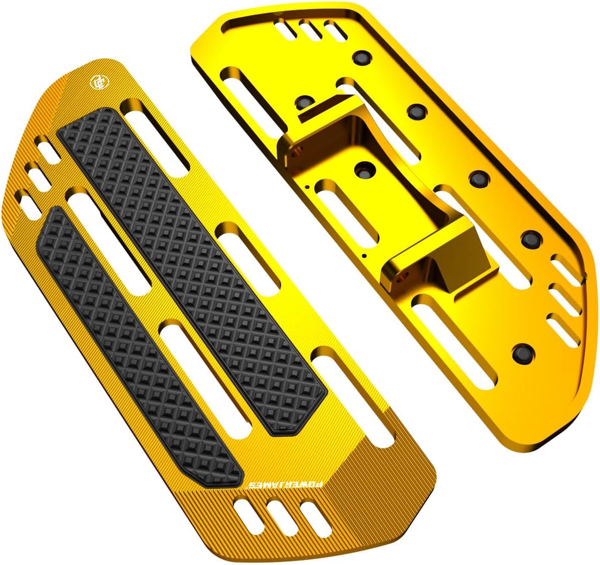 POWER JAMES Gold Big Rider's Floorboard Footrest Foot Padel Pad Compatible with 2018-2025 Harley Davidson Fat Boy, Softail Slim, Deluxe, Sport Glide, Heritage Softail Classic