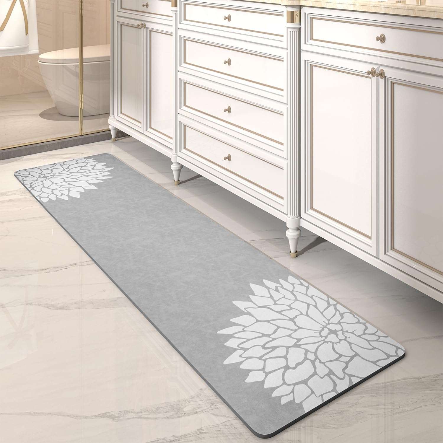 PADOOR-No Stains Bathroom Runner Rug-Bath Mats for Bathroom Non Slip-Super Absorbent Bath Floor Mat Quick Dry Diatomaceous Earth Bath Rug-Large Bathmat-17'' x67''