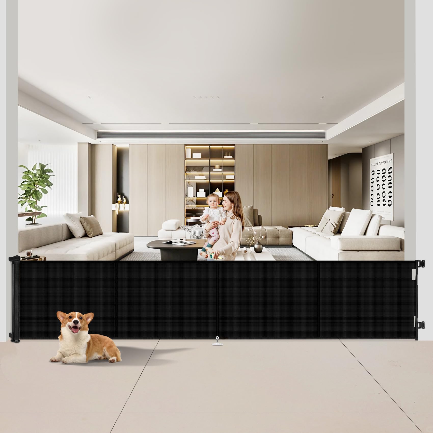 Upgraded 200 inch Retractable Baby Gates Extra Wide with Reinforced Strip Design to Prevent Crawling Through, 34