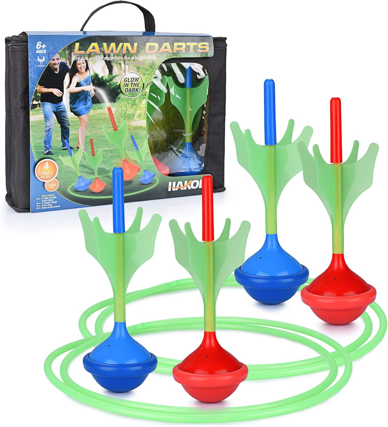 Lawn Darts Game – Glow in The Dark, Outdoor Backyard Toy for Kids & Adults | Fun for The Entire Family | Work On Your Aim & Accuracy While Having A Blast