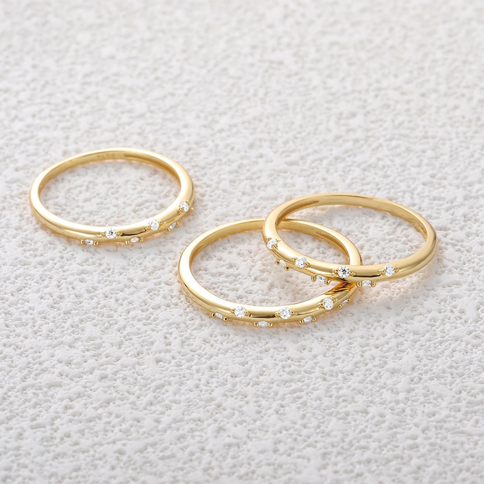 Anillo de boda de oro amarillo de 9 K/14 K, color blanco, para mujer
