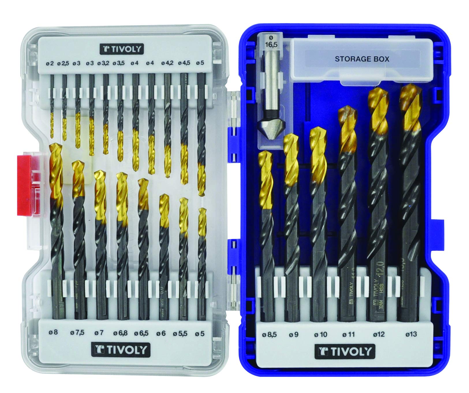Coffret 25 pcs de forets métaux DIN 338 HSS TiN D. 1 à 13 mm - KA016250 - Labor | Leroy Merlin