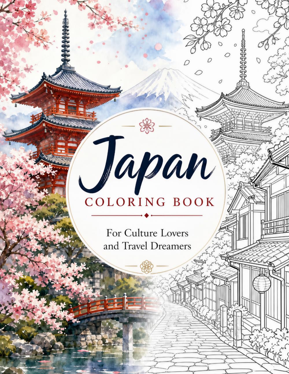 Japan Coloring Book: A Coloring Book for Those Who Love Japan, Its Soul and Its Beauty