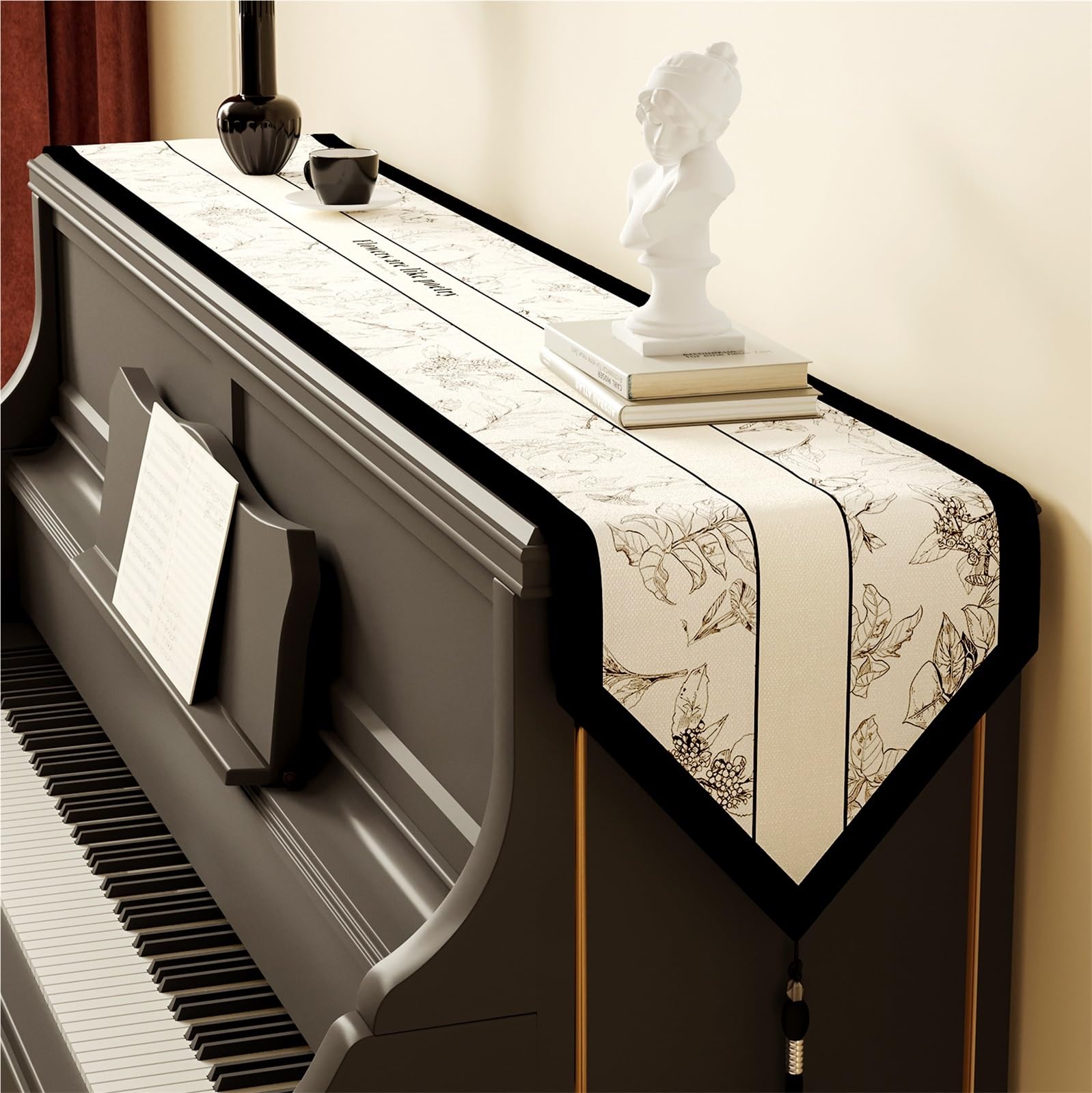 Camino de piano moderno y protector, alfombra antideslizante suave para piano y mueble TV, protección solar y antipolvo (A,32 x 220 cm)