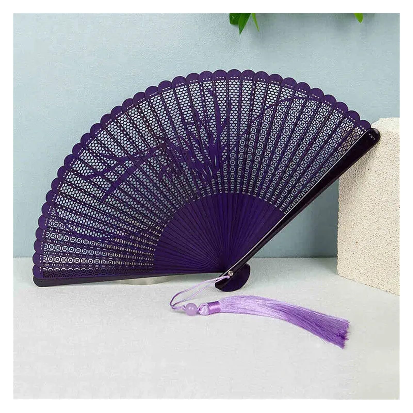 DYMKIE 1PC Folding Fan Hollowed-Out Hand Held Dance Fans Party Favor Gifts Women Photo Prop Tool Art Craft(1)